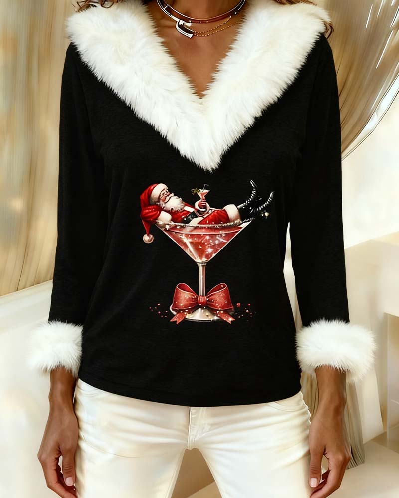 Santa | Haut festif élégant à col en V