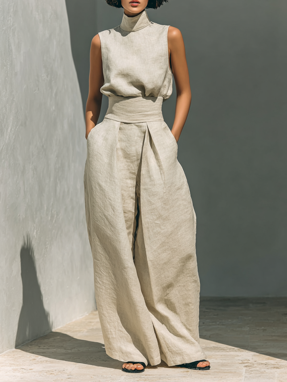 Amara — Ensemble minimaliste blouse et pantalon fluide