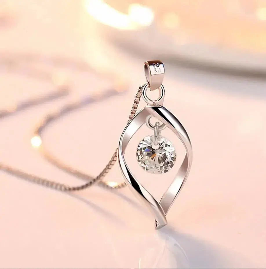 Twisted Drop Pendant Necklace in Silver