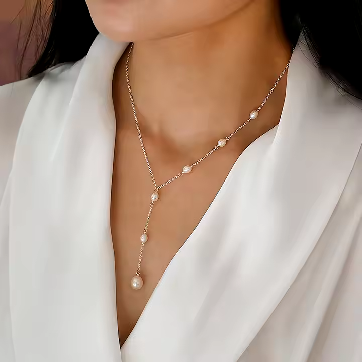 Vintage Necklace with Hanging Pearls