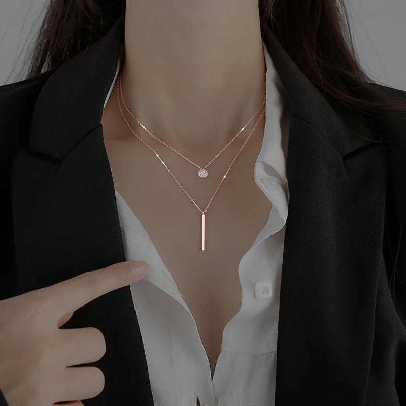 Sterling Silver Double Layer Necklace