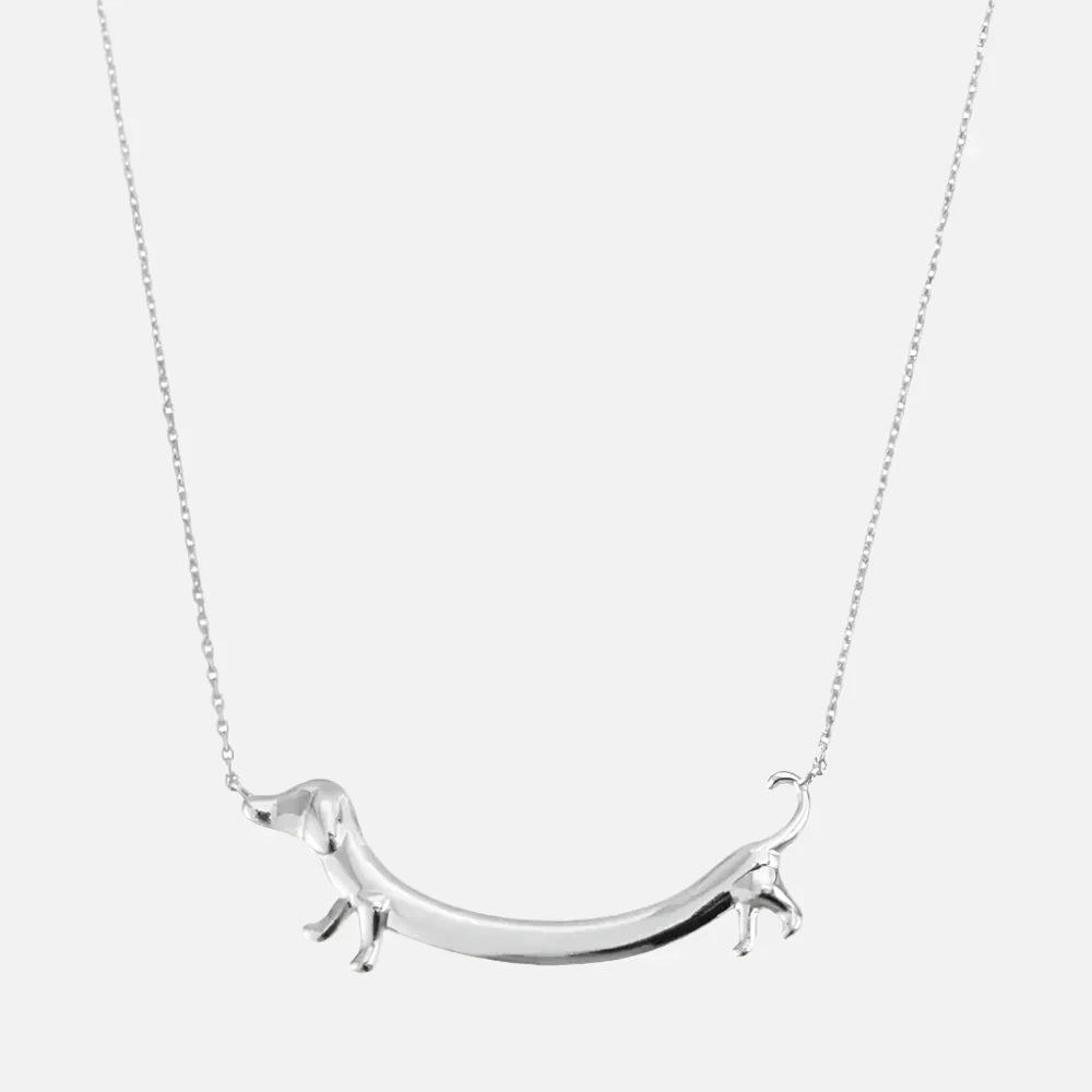 Shaneta - Dachshund necklace in silver and gold