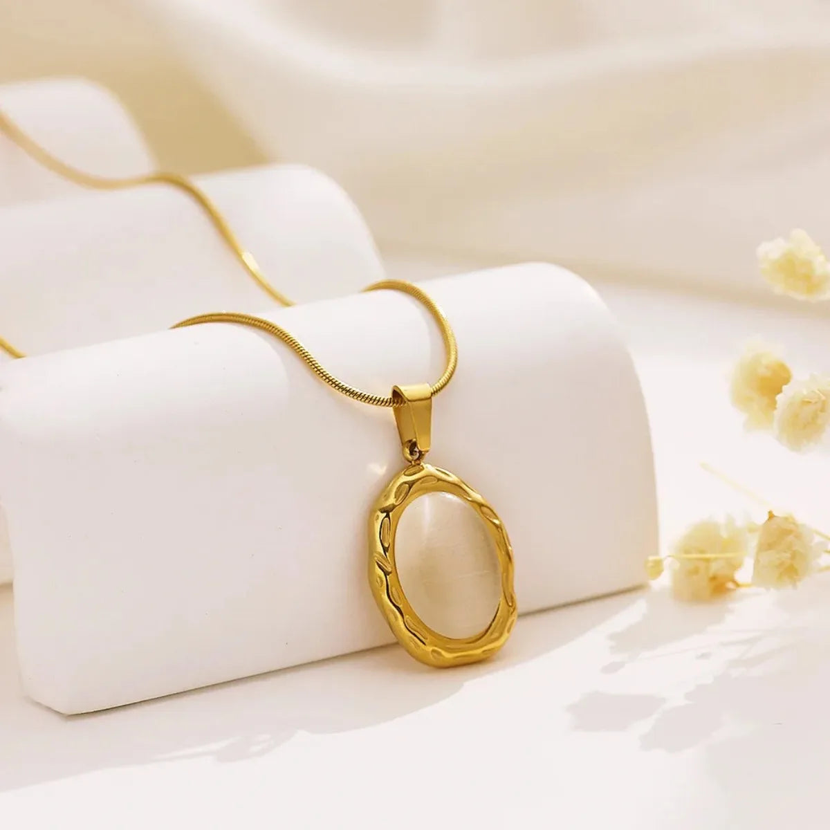 Oval Opal Cat's Eye Gold Plated Necklace