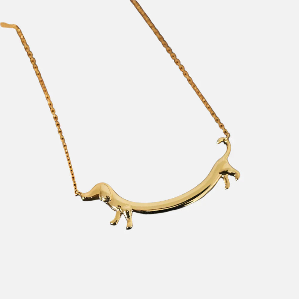 Shaneta - Dachshund necklace in silver and gold