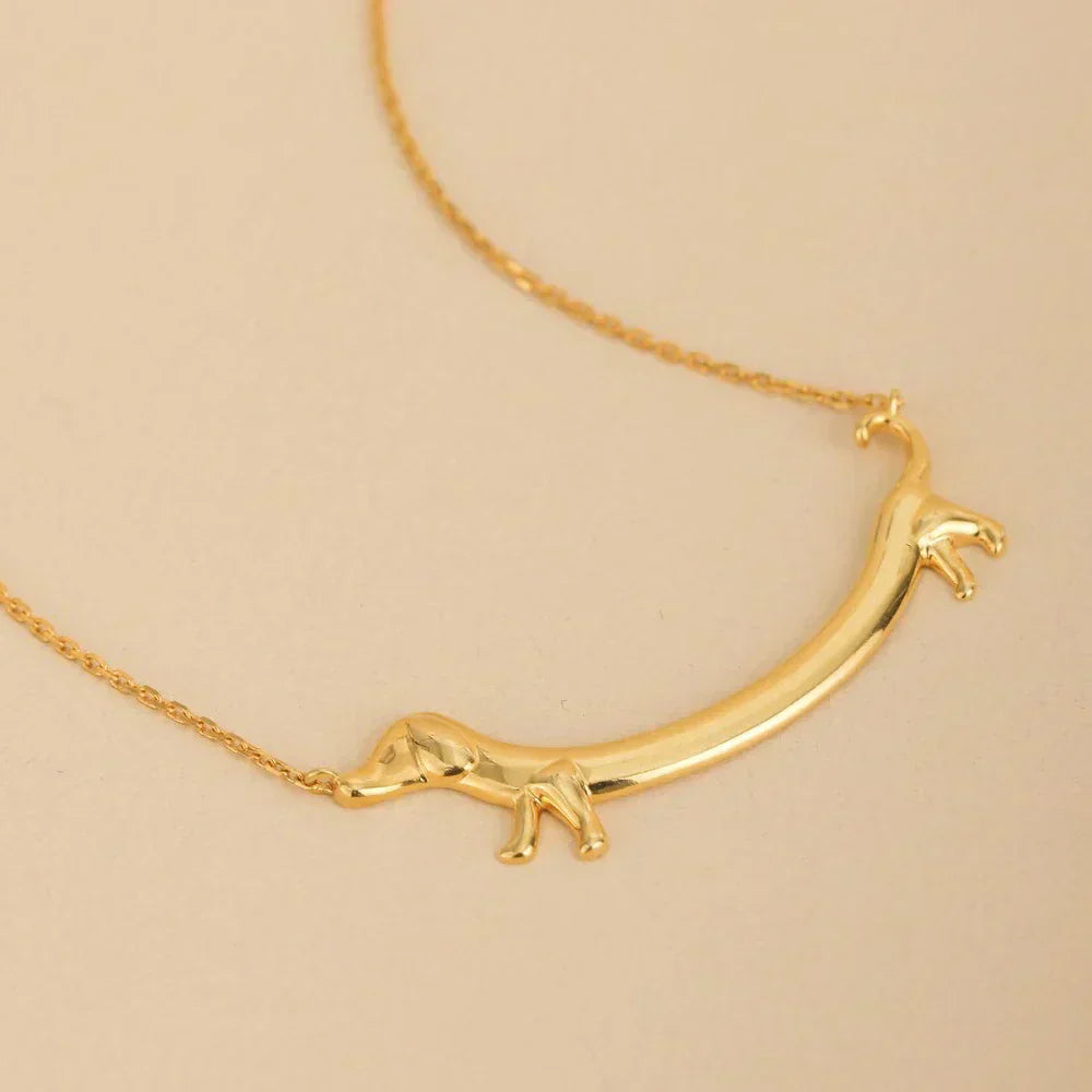 Shaneta - Dachshund necklace in silver and gold
