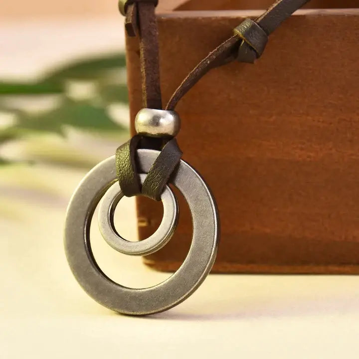 Vintage Silver-Plated Leather Necklace