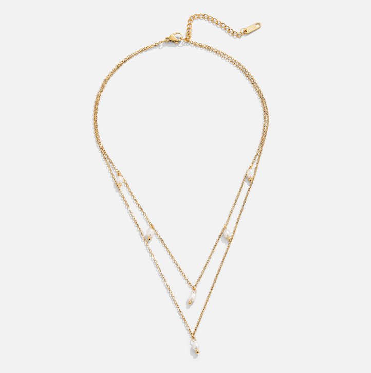 Layered necklace with pearl drops