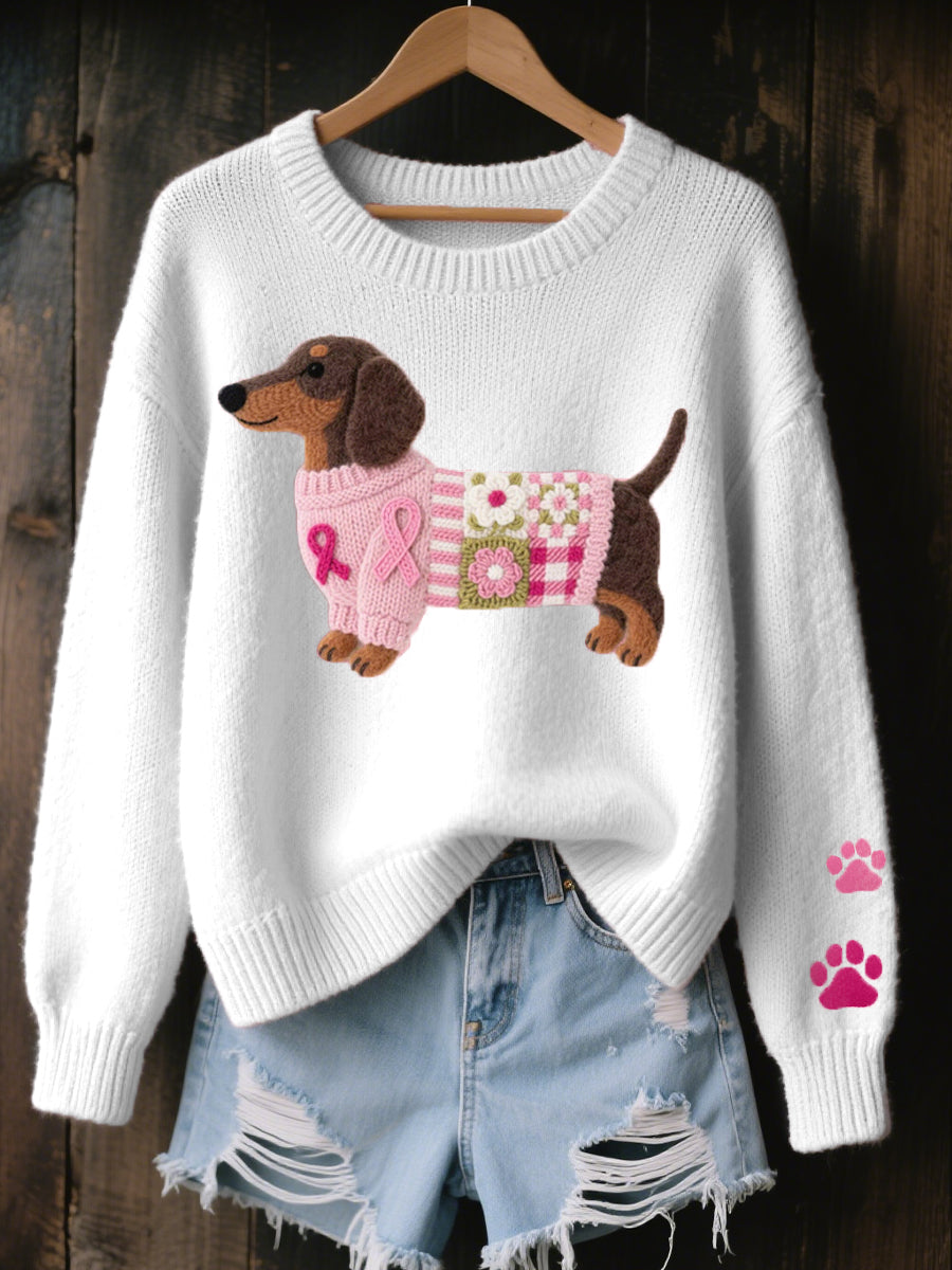 Claudine™ | Pull doux motif teckel raffiné