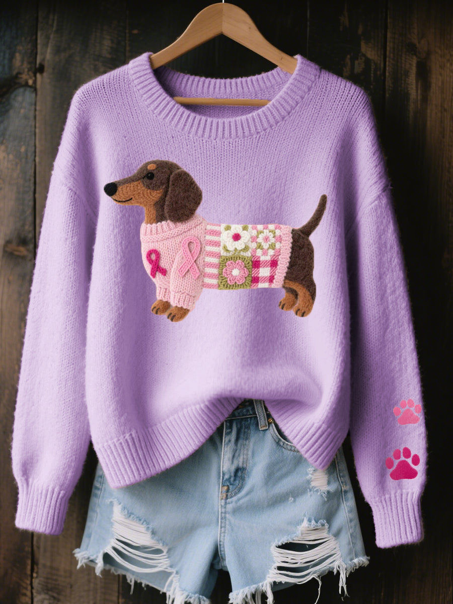 Claudine™ | Pull doux motif teckel raffiné