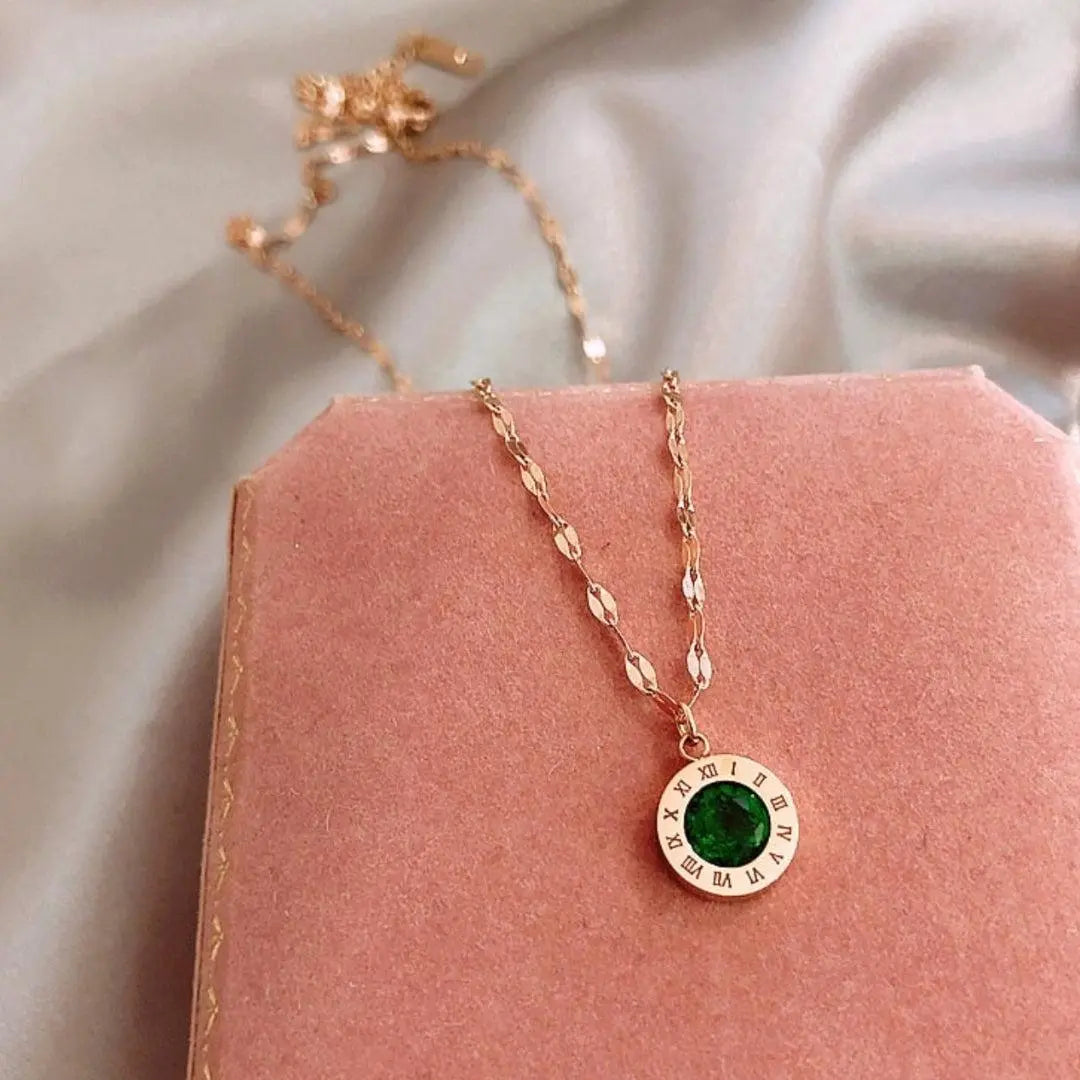Gold Necklace with Emerald Watch