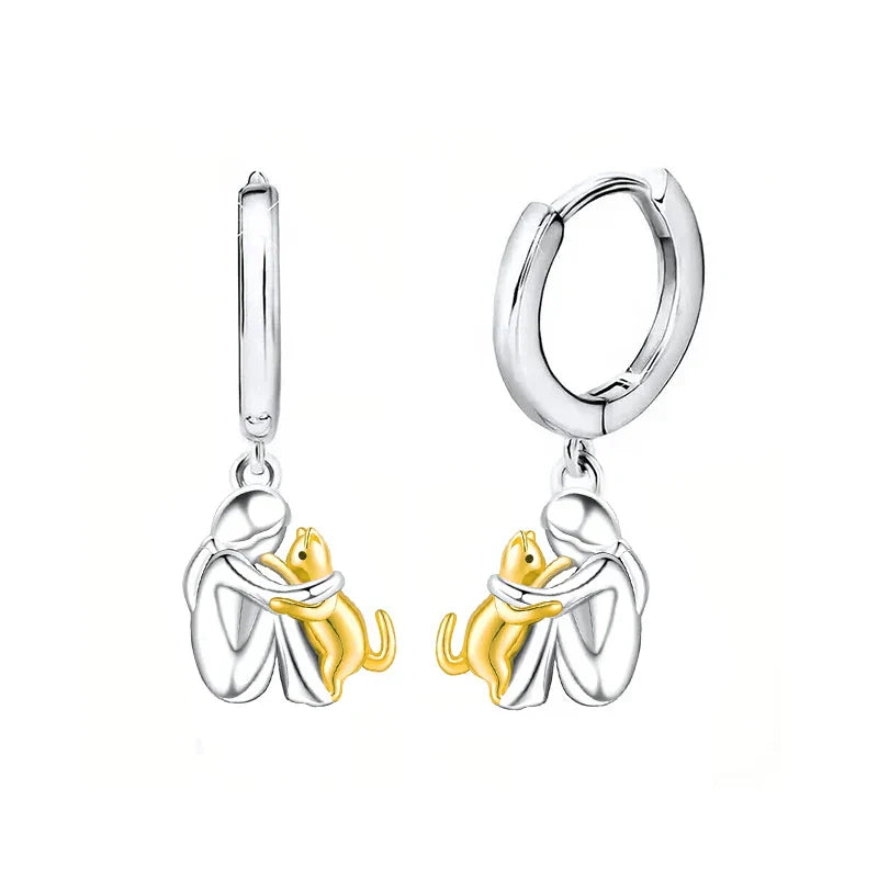 Lily™ – Boucles d’oreilles icône du chat (fermeture ronde)