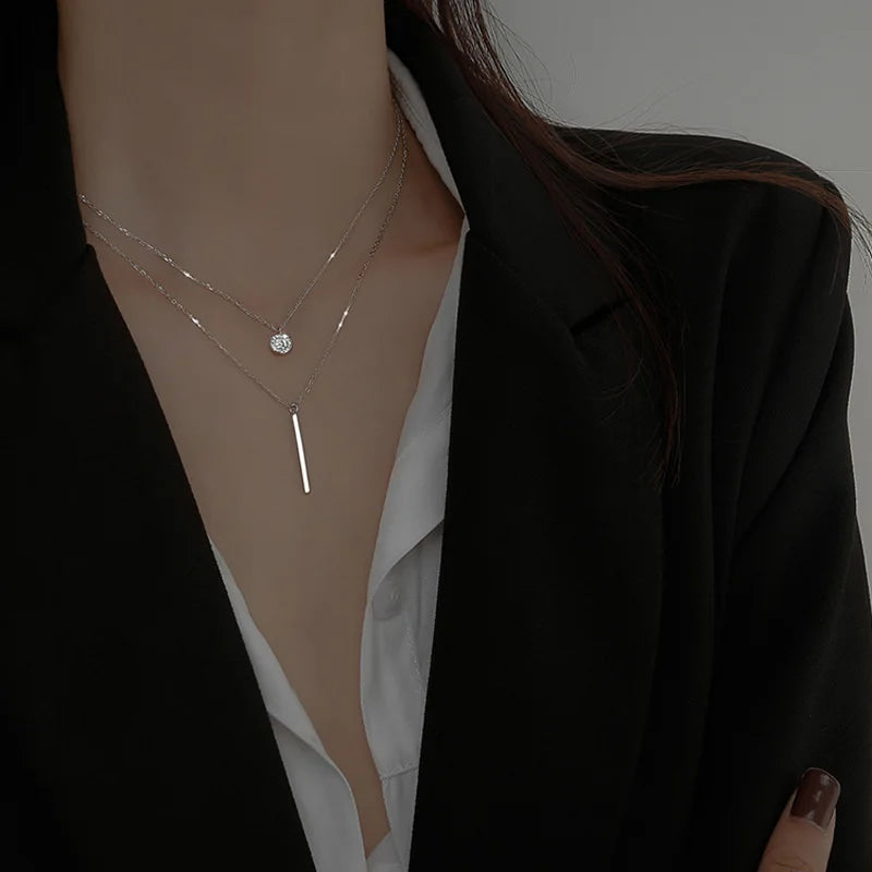 Sterling Silver Double Layer Necklace