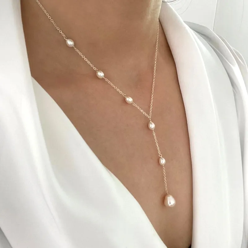 Vintage Necklace with Hanging Pearls