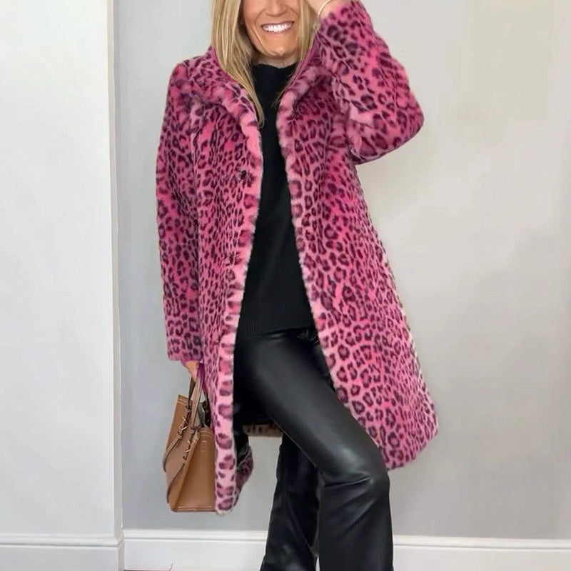 Séverine™ — Veste mi-longue léopard élégante
