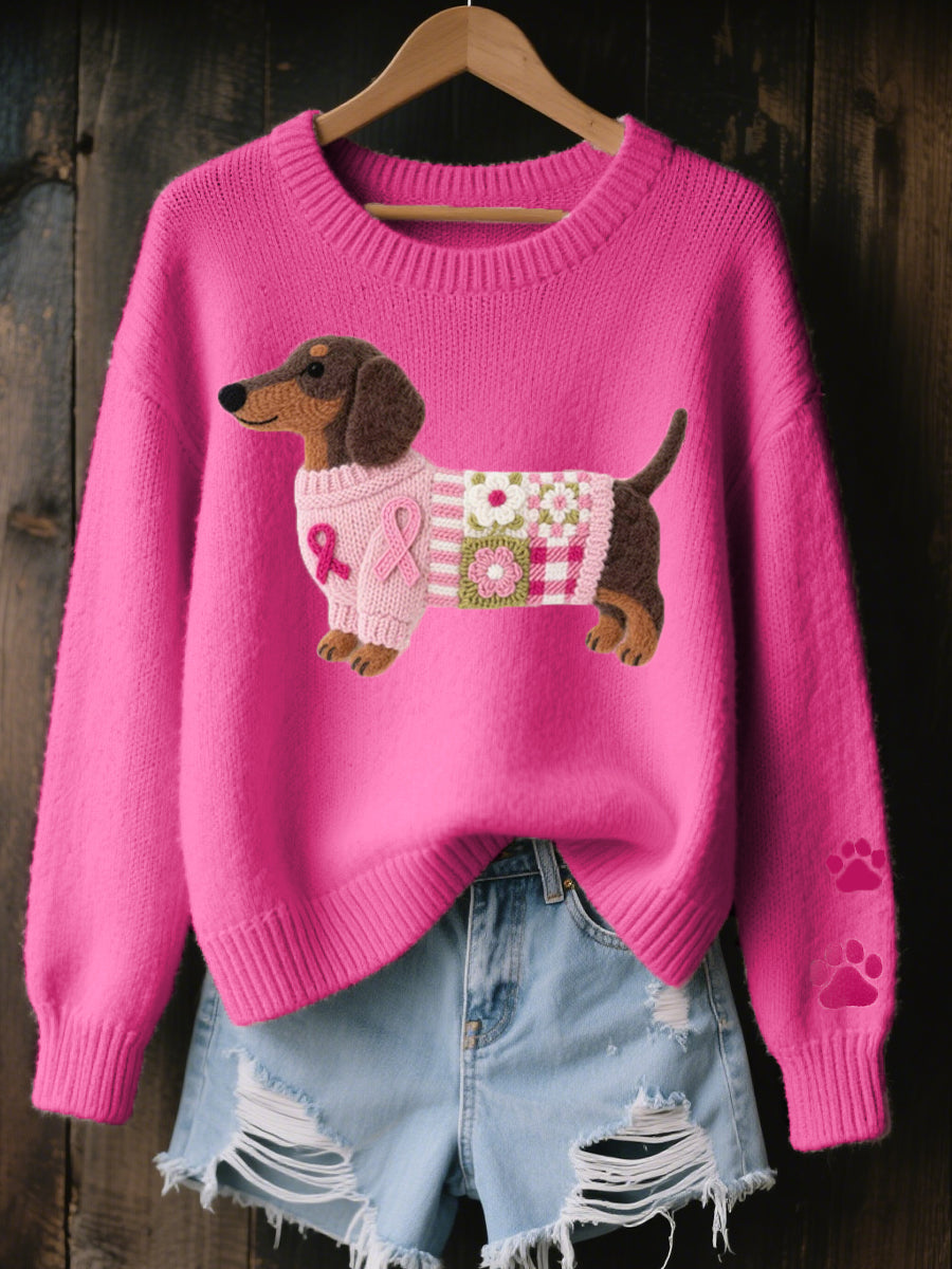 Claudine™ | Pull doux motif teckel raffiné